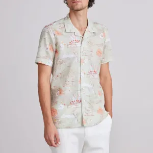 MAUI ISLAND PRINT SHORT SLEEVE SHIRT - BRIGHT GREEN