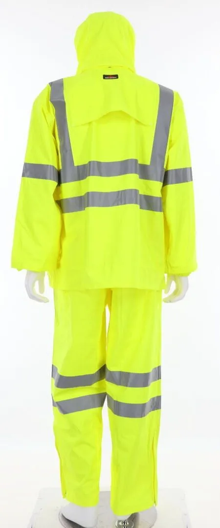 MCR Safety Luminator 5182 ANSI 107 Type R Class 3, 2 Piece Reflective Rain Suit with Attached Drawstring Hood, Hi Vis Lime, 1 Each
