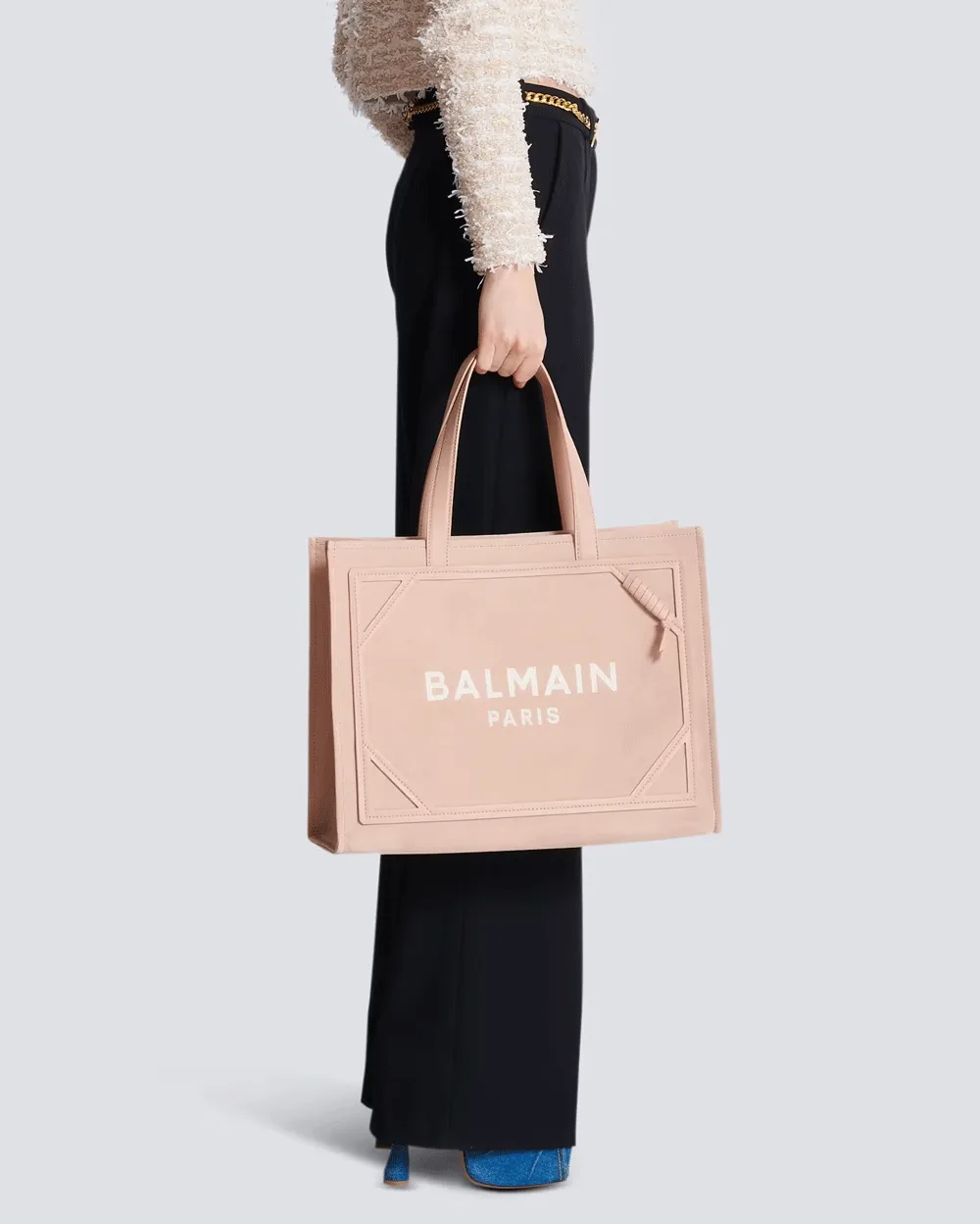 Medium Suede B-Army Tote in Nude Rose