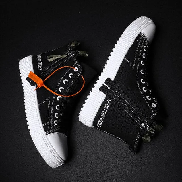 Men Casual Shoes All Black High Top Canvas Shoes Male All Match Retro Fashion Breathable Sneakers Men Tenis Masculino Adulto