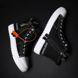 Men Casual Shoes All Black High Top Canvas Shoes Male All Match Retro Fashion Breathable Sneakers Men Tenis Masculino Adulto