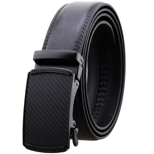 Mens Adjustable Ratchet Slide Buckle Belt - Genuine Leather Automatic Belt with No Holes