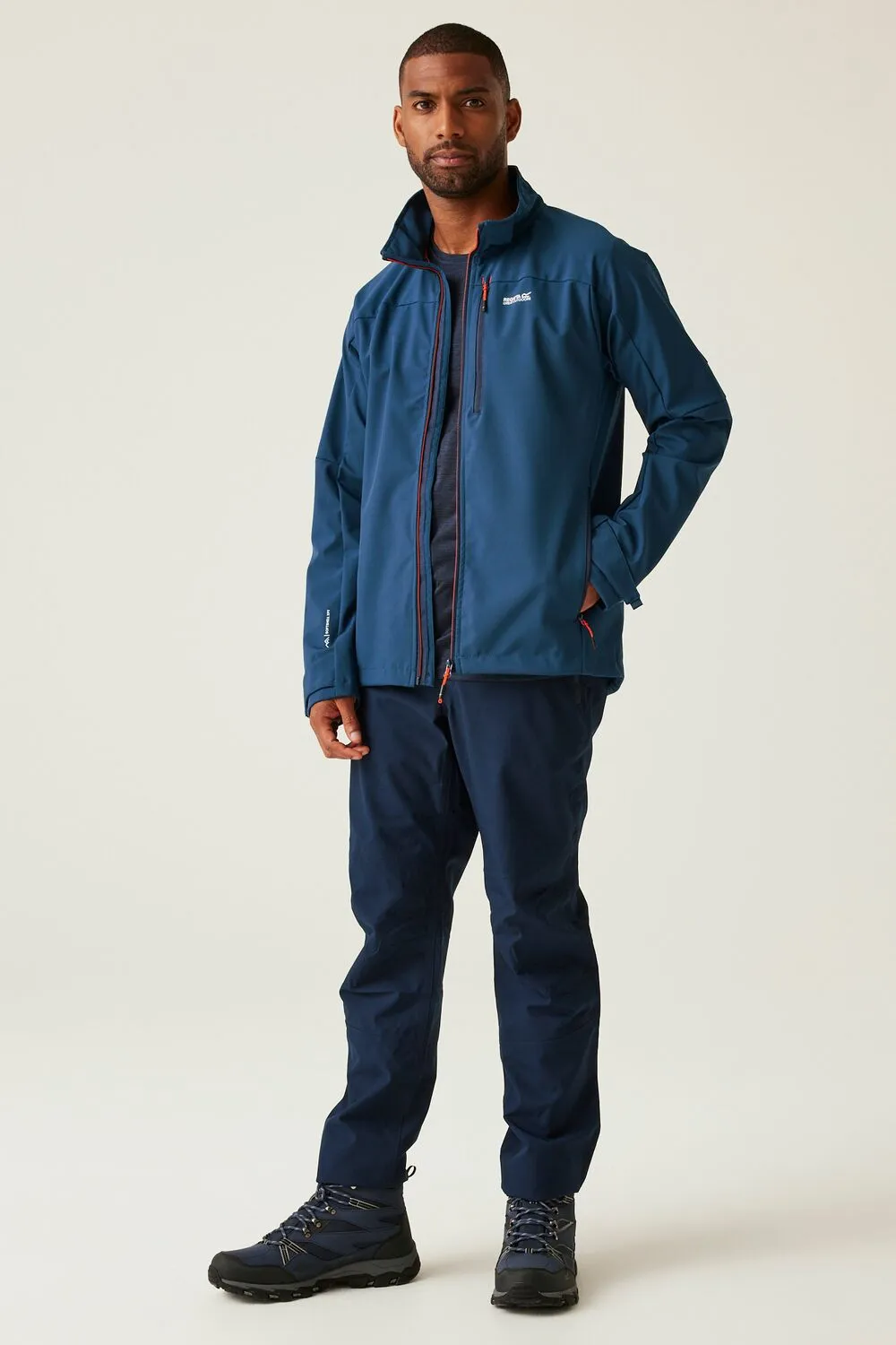 Men's Arana Softshell Jacket | Moonlight Denim Tangerine Tango