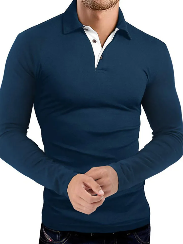 Men's Bodycon Turn Down Collar Business Golf Polo Shirts