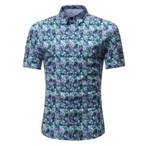 Men's Button down Tailor Fit Soft 100% Cotton Short Sleeve Dress Shirt Turqouise Multi Color check casual And Formal