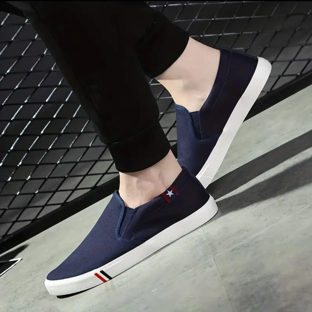 Men's Canvas Shoes Lightweight Casual Walking Sneakers With Rubber Sole, Men's Footwear