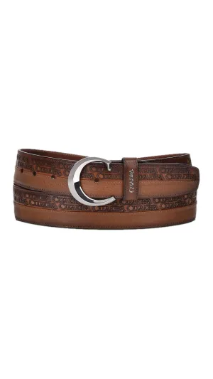 Men’s Cuadra Engraved honey urban leather belt