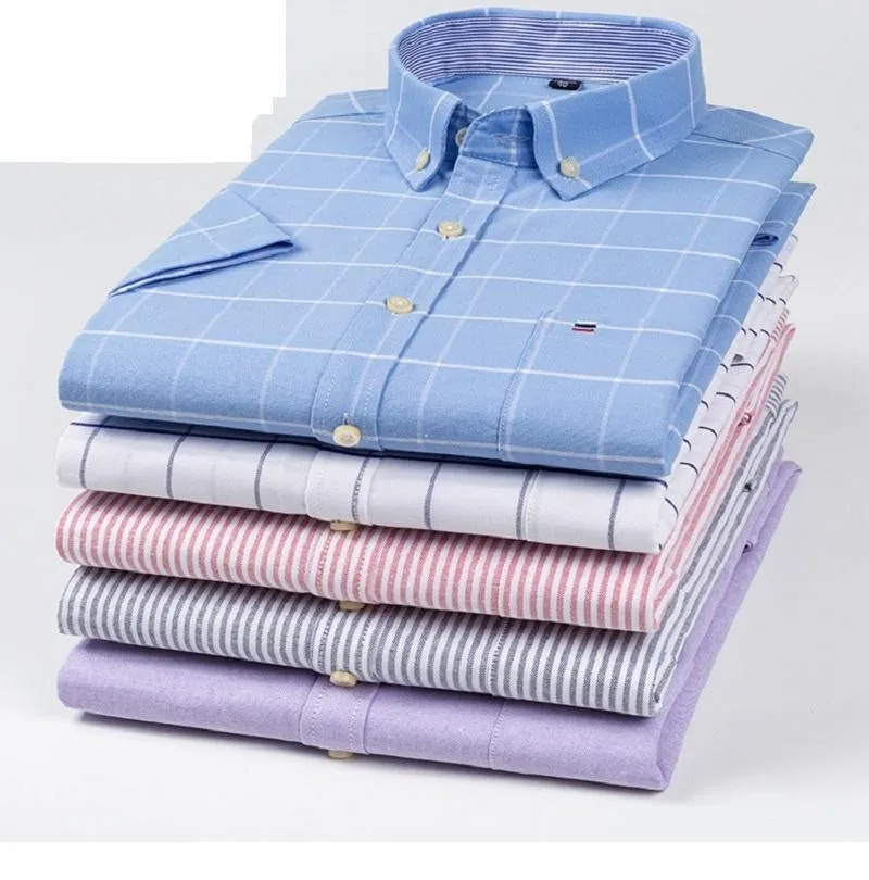 Mens Dress Oxford Shirts Formal Business Short Sleeves Cotton Casual Shirts
