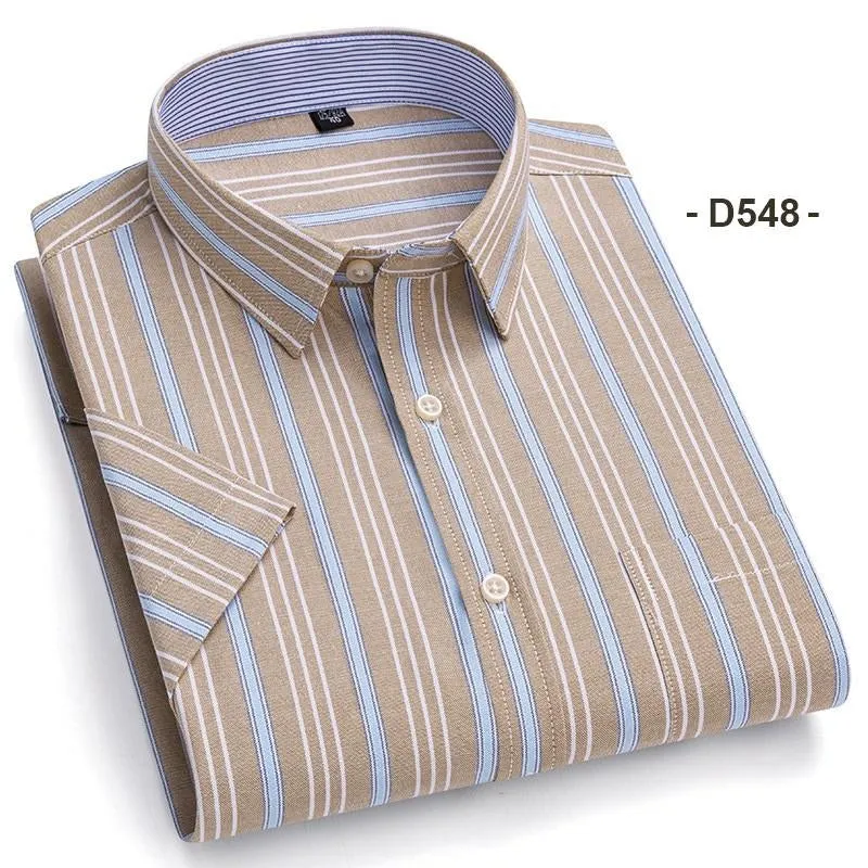 Mens Dress Oxford Shirts Formal Business Short Sleeves Cotton Casual Shirts