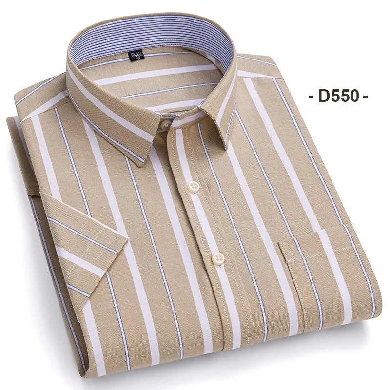 Mens Dress Oxford Shirts Formal Business Short Sleeves Cotton Casual Shirts