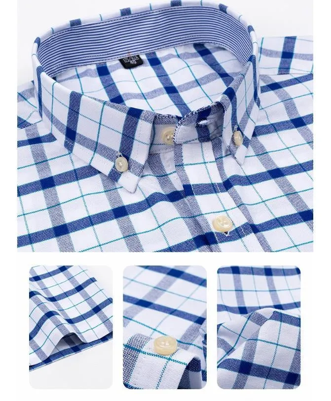 Mens Dress Oxford Shirts Formal Business Short Sleeves Cotton Casual Shirts