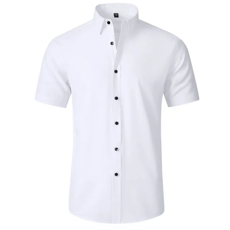 Men's Elastic Dress Shirts, Slim Fit Long Sleeves Shirt