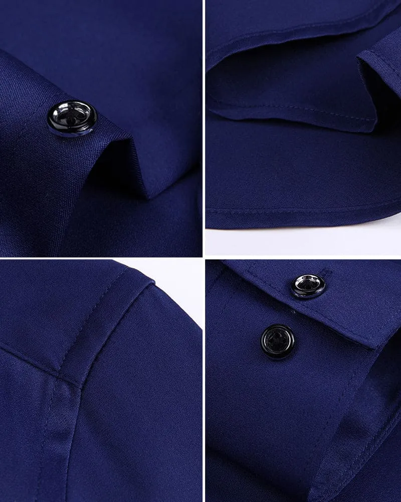 Men's long sleeve shirt business casual slim fit with lapel collar