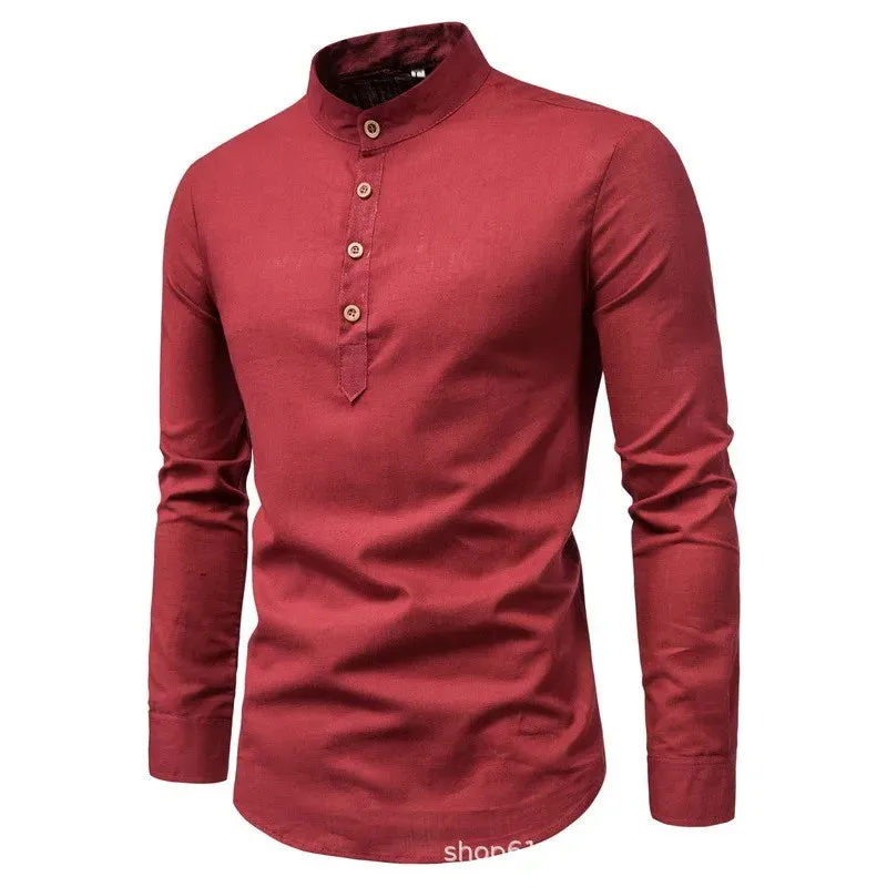 Men's Solid Casual Slim-Fitting Business Shirt