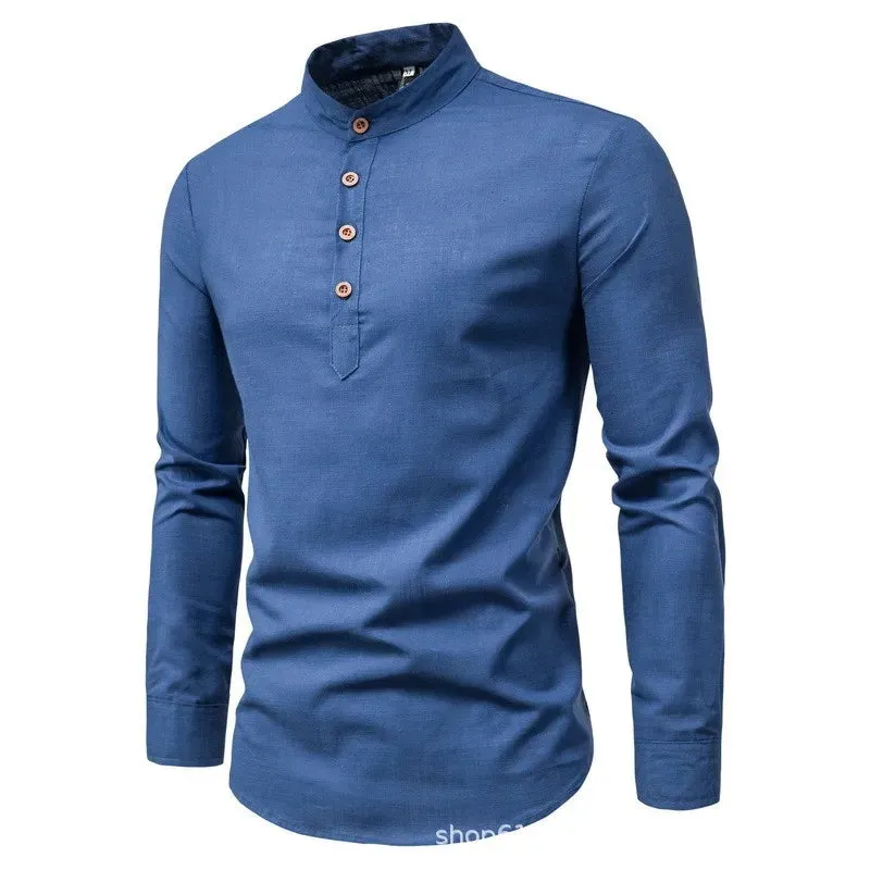 Men's Solid Casual Slim-Fitting Business Shirt