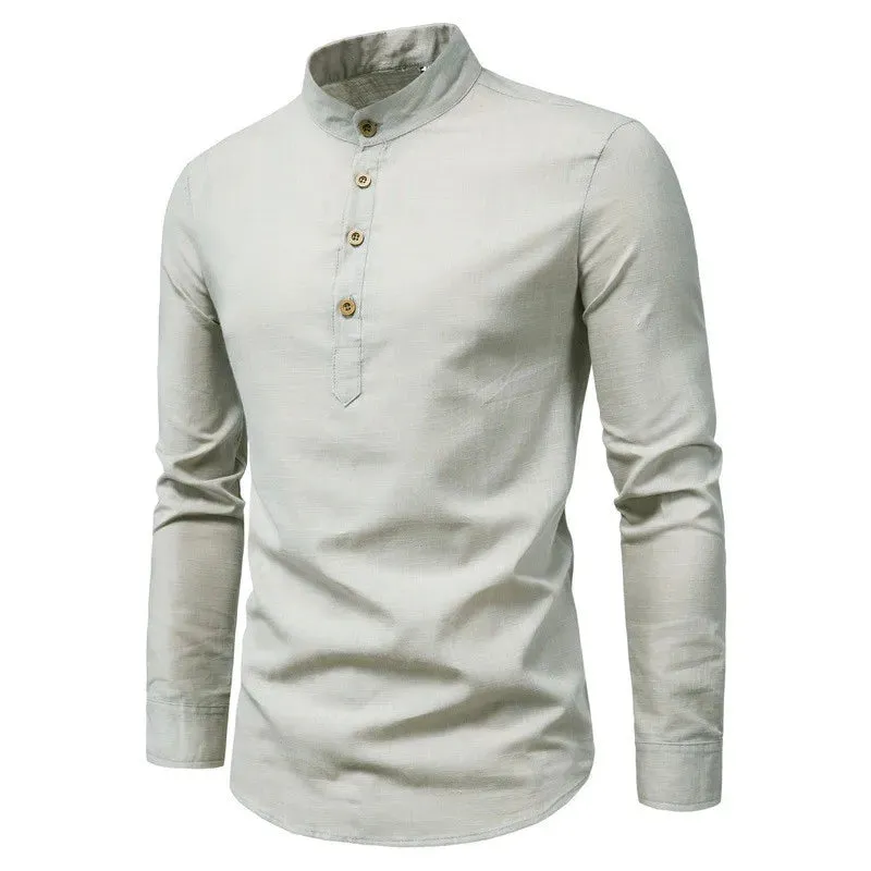 Men's Solid Casual Slim-Fitting Business Shirt