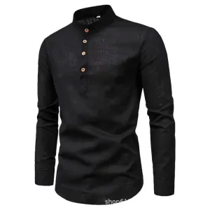 Men's' Solid Color Long-Sleeve Business Shirt