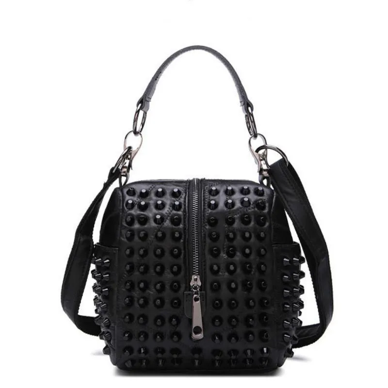 Mia Genuine Leather Riveted Handbag