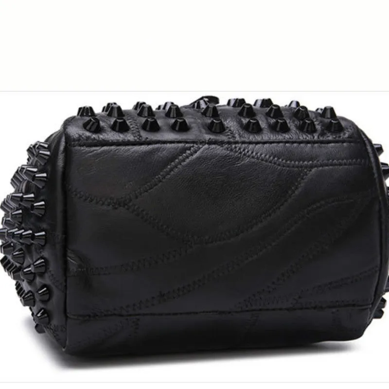 Mia Genuine Leather Riveted Handbag