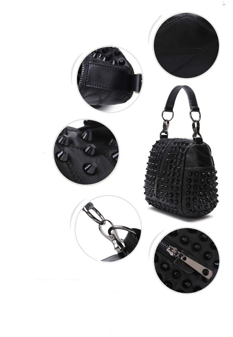 Mia Genuine Leather Riveted Handbag