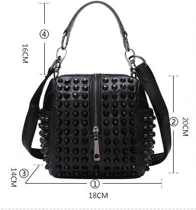 Mia Genuine Leather Riveted Handbag