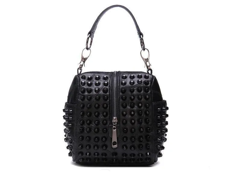 Mia Genuine Leather Riveted Handbag