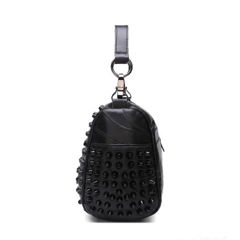 Mia Genuine Leather Riveted Handbag