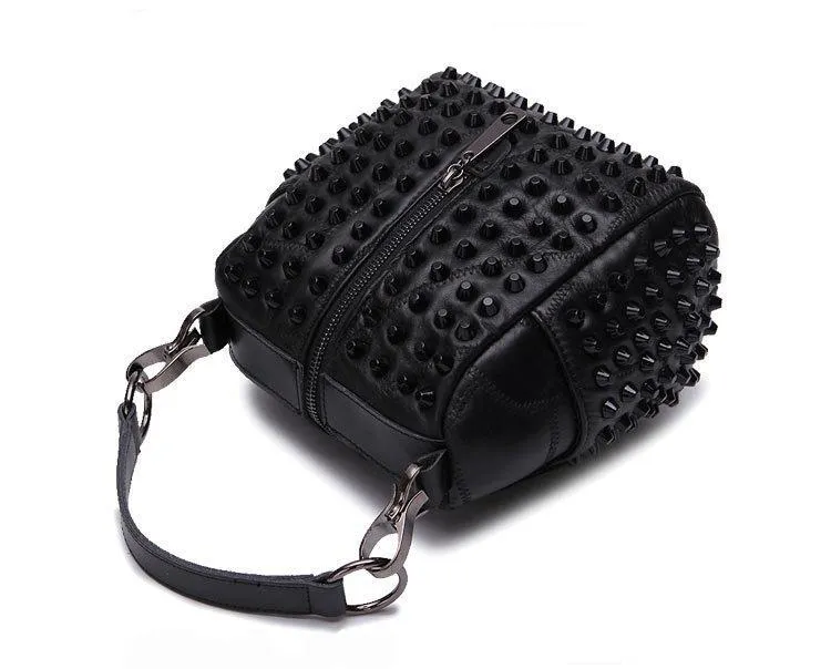 Mia Genuine Leather Riveted Handbag