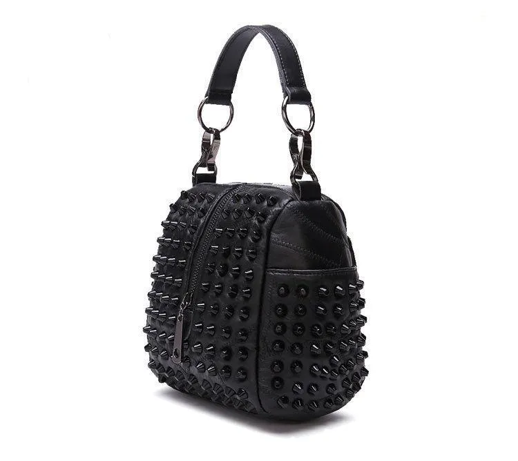 Mia Genuine Leather Riveted Handbag