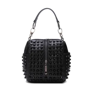 Mia Genuine Leather Riveted Handbag