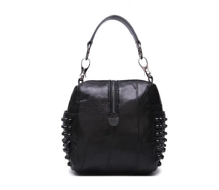 Mia Genuine Leather Riveted Handbag