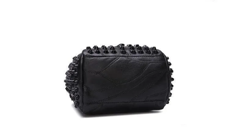 Mia Genuine Leather Riveted Handbag