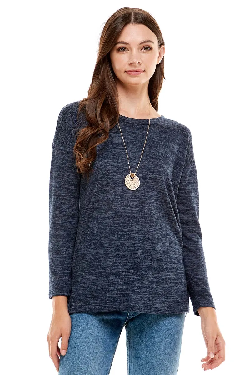 MINT PLUS PINK Womens Solid Colors Casual Knit Pullover Long Sleeve Sweatshirts Tunics and Crewneck Sweaters for Women