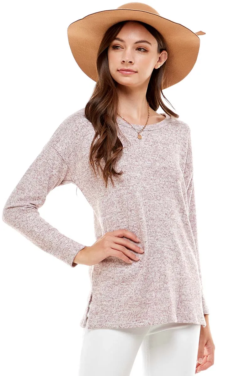 MINT PLUS PINK Womens Solid Colors Casual Knit Pullover Long Sleeve Sweatshirts Tunics and Crewneck Sweaters for Women