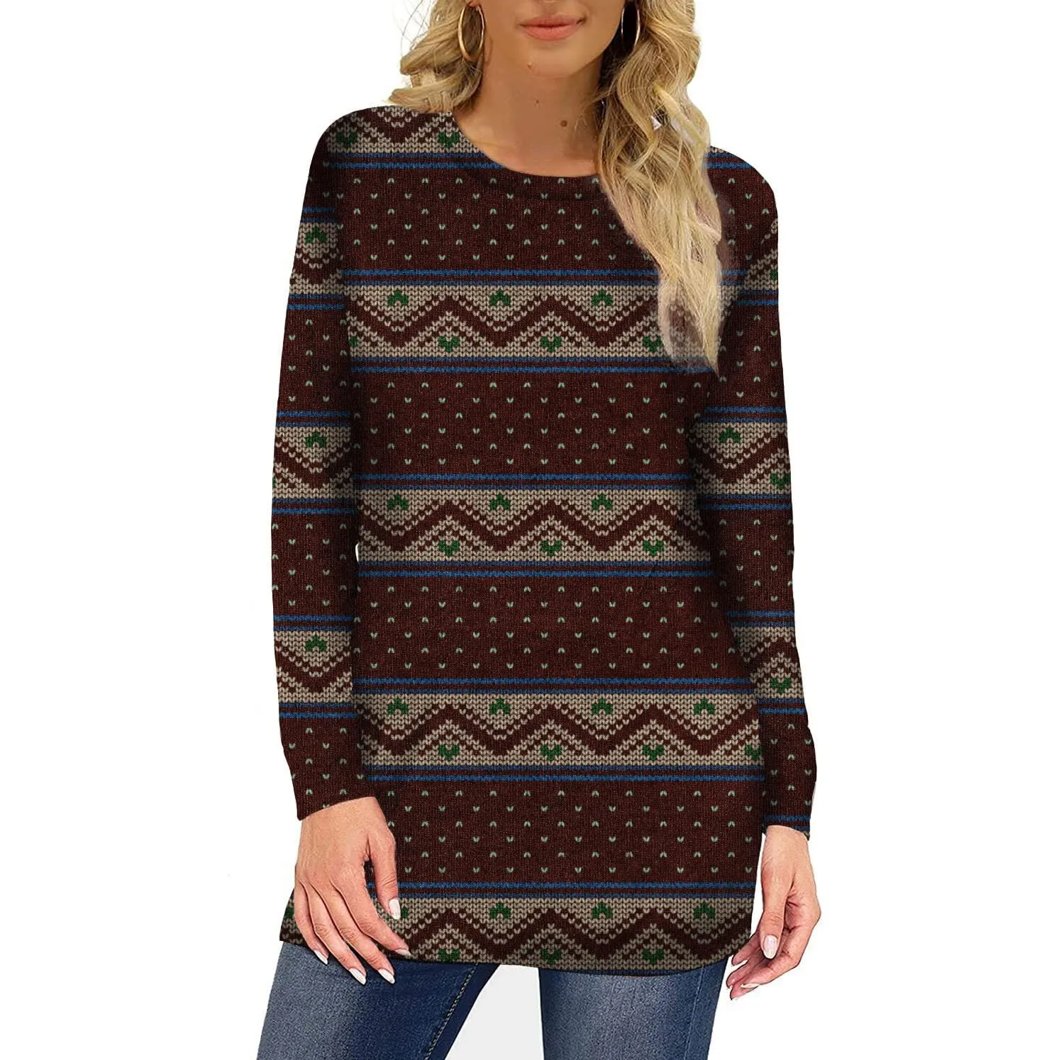 MINT PLUS PINK Womens Solid Colors Casual Knit Pullover Long Sleeve Sweatshirts Tunics and Crewneck Sweaters for Women