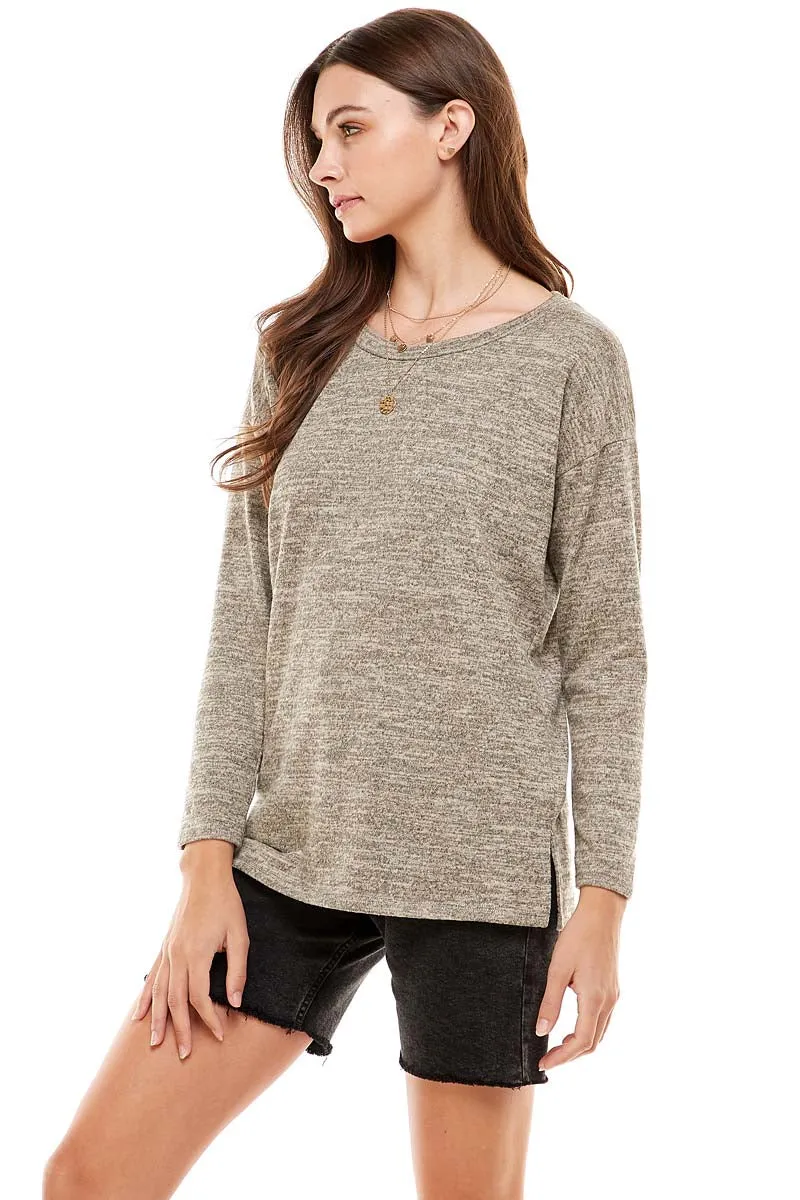 MINT PLUS PINK Womens Solid Colors Casual Knit Pullover Long Sleeve Sweatshirts Tunics and Crewneck Sweaters for Women