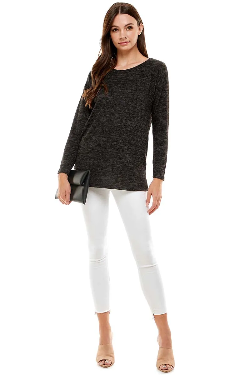 MINT PLUS PINK Womens Solid Colors Casual Knit Pullover Long Sleeve Sweatshirts Tunics and Crewneck Sweaters for Women