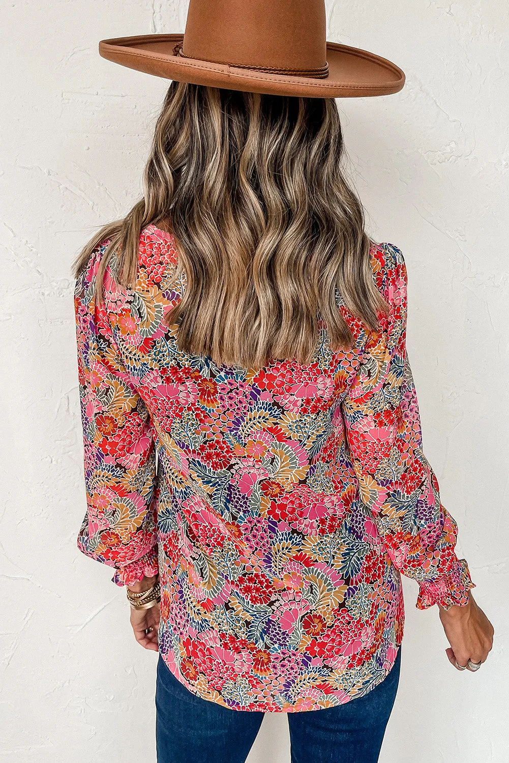 Multicolor Puff Sleeve Floral Blouse