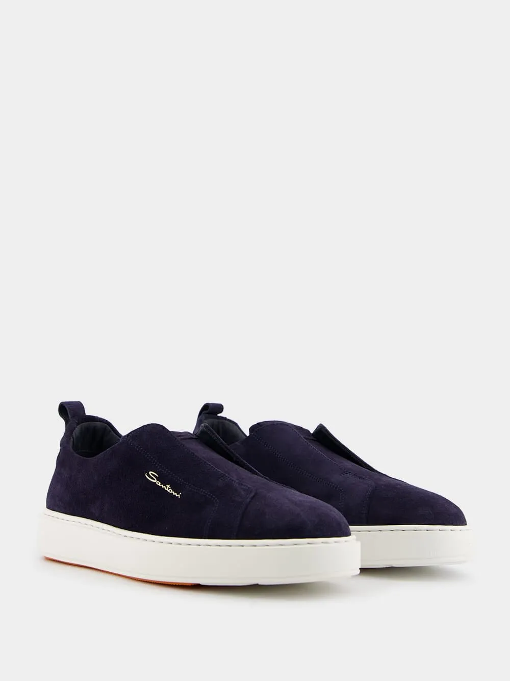 Navy Slip-On Suede Sneakers