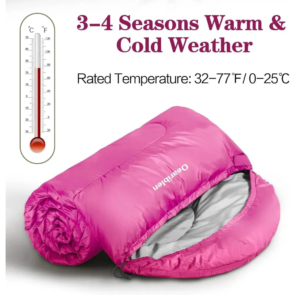 Oeariblen All-Season Camping Sleeping Bag for Adults & Kids, Portable, Waterproof, 87"x31.5"