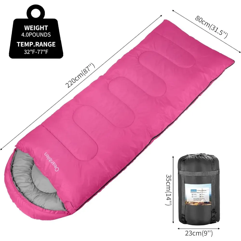 Oeariblen All-Season Camping Sleeping Bag for Adults & Kids, Portable, Waterproof, 87"x31.5"