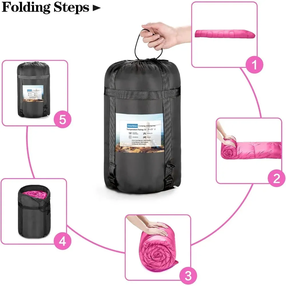 Oeariblen All-Season Camping Sleeping Bag for Adults & Kids, Portable, Waterproof, 87"x31.5"
