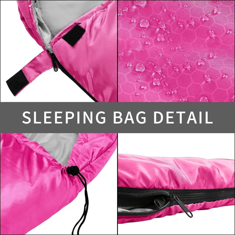 Oeariblen All-Season Camping Sleeping Bag for Adults & Kids, Portable, Waterproof, 87"x31.5"