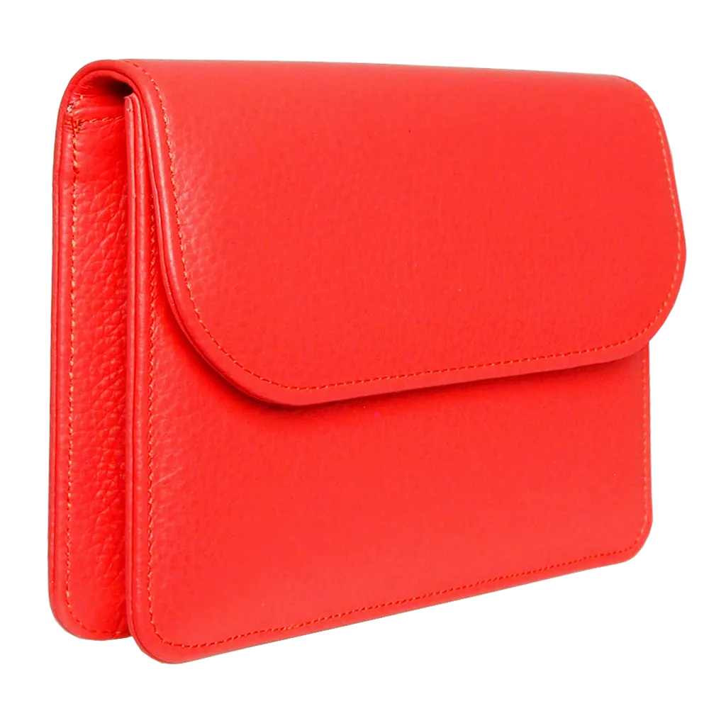 Pebbled Calf Leather Belt Pouch Coral