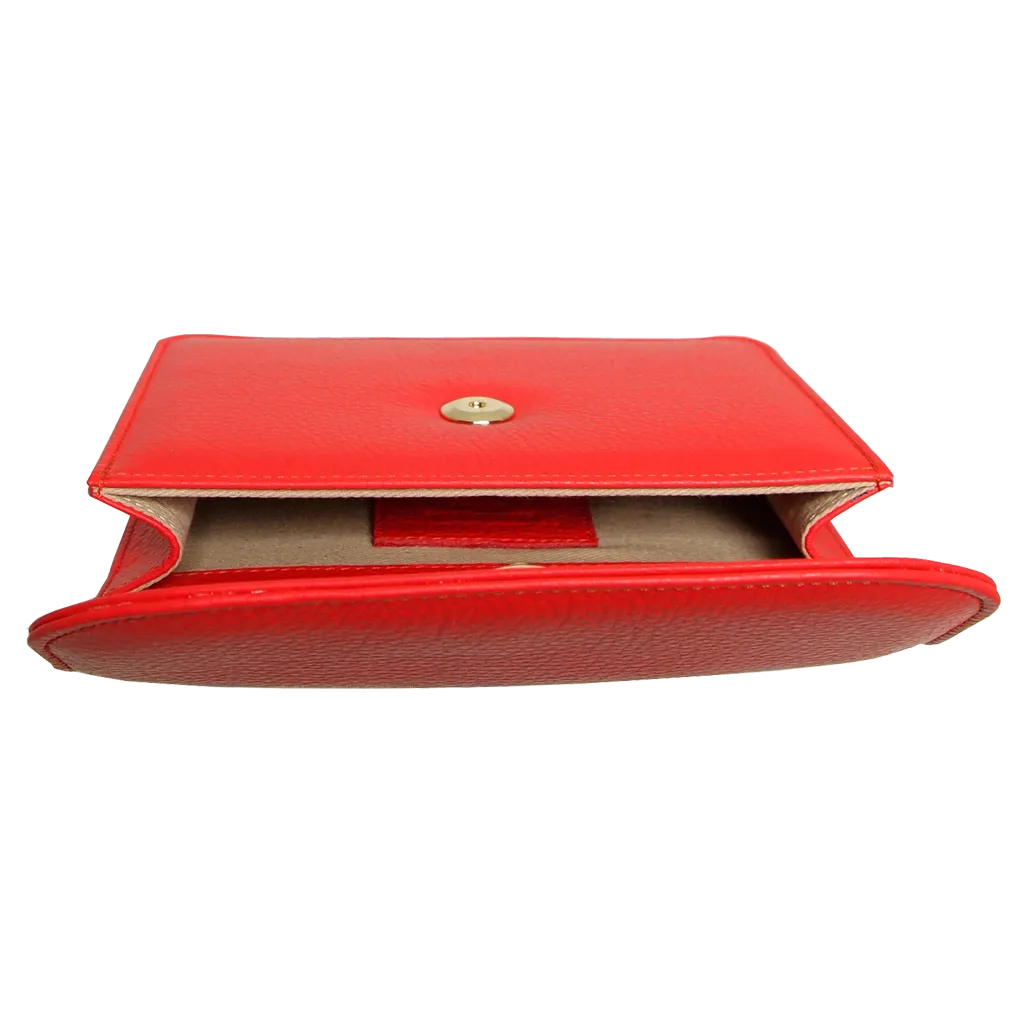 Pebbled Calf Leather Belt Pouch Coral