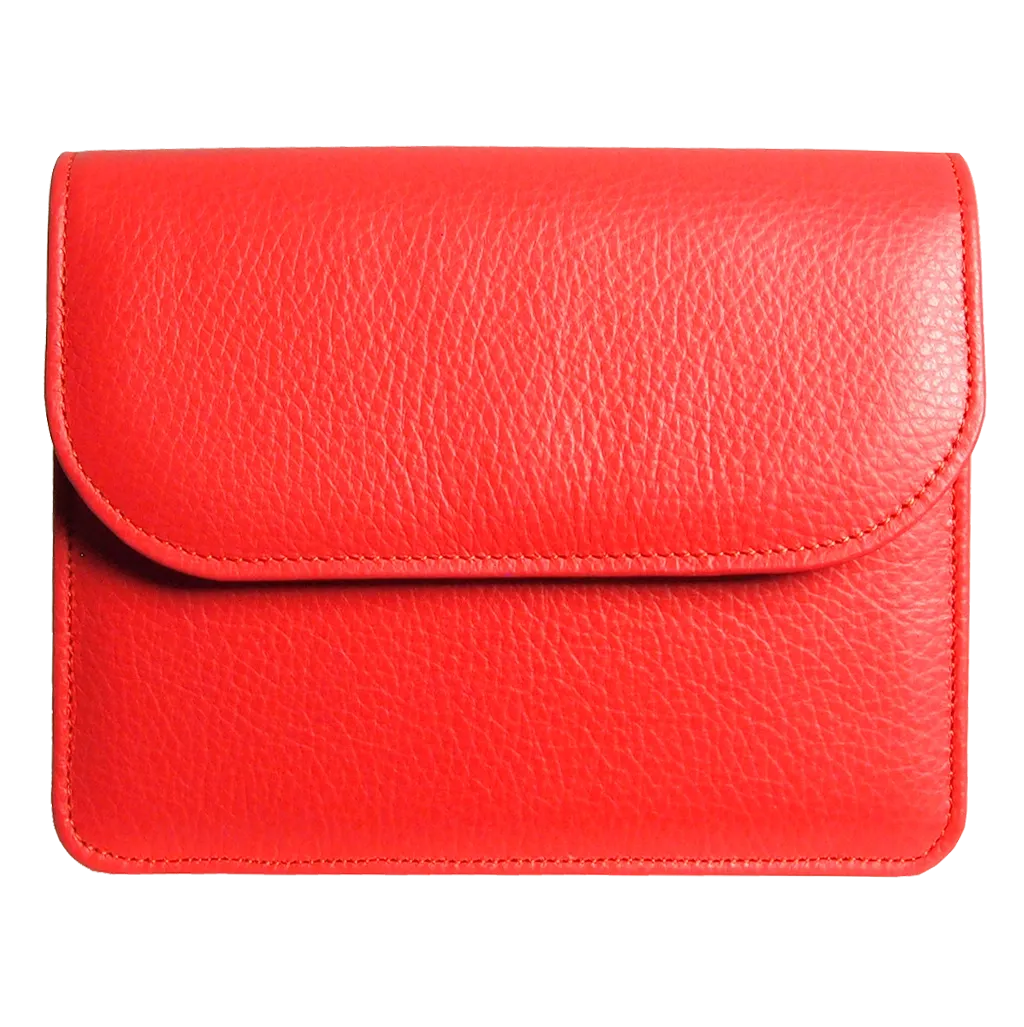 Pebbled Calf Leather Belt Pouch Coral