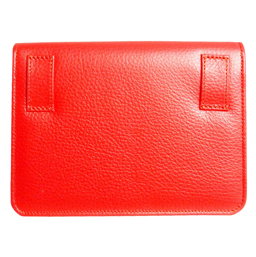 Pebbled Calf Leather Belt Pouch Coral