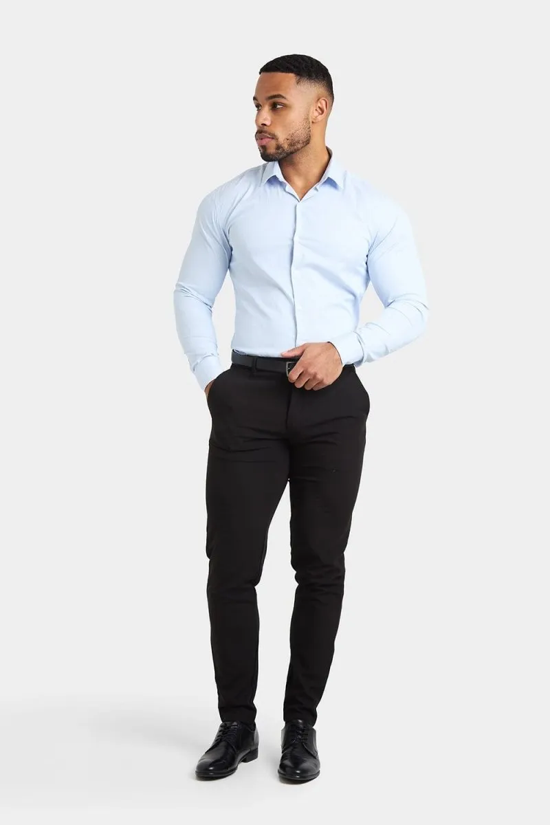 Performance Business Shirt in Blue Fine Stripe