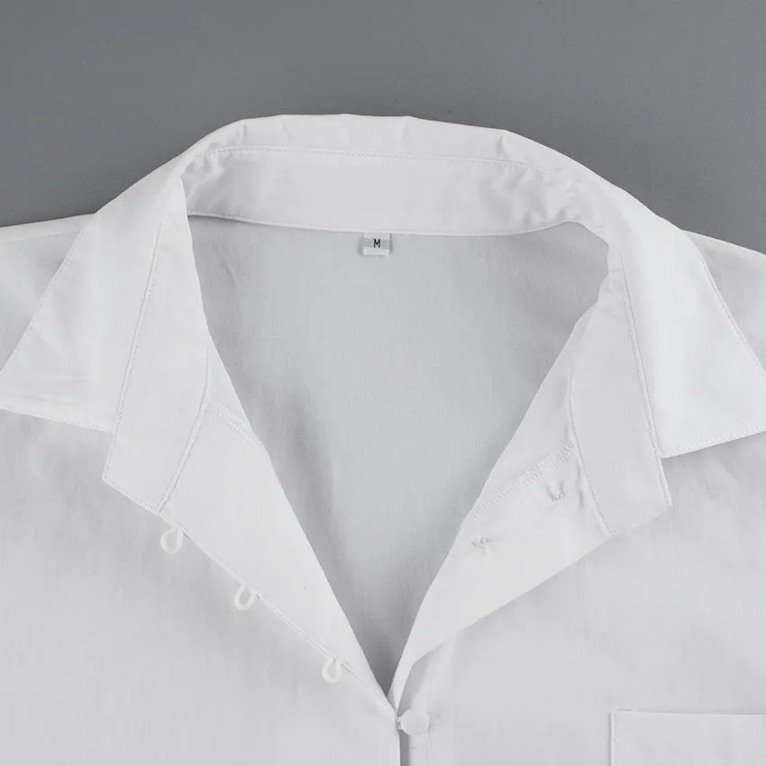 Pile Collar V-neck Single-breasted Flared Sleeve Shirts