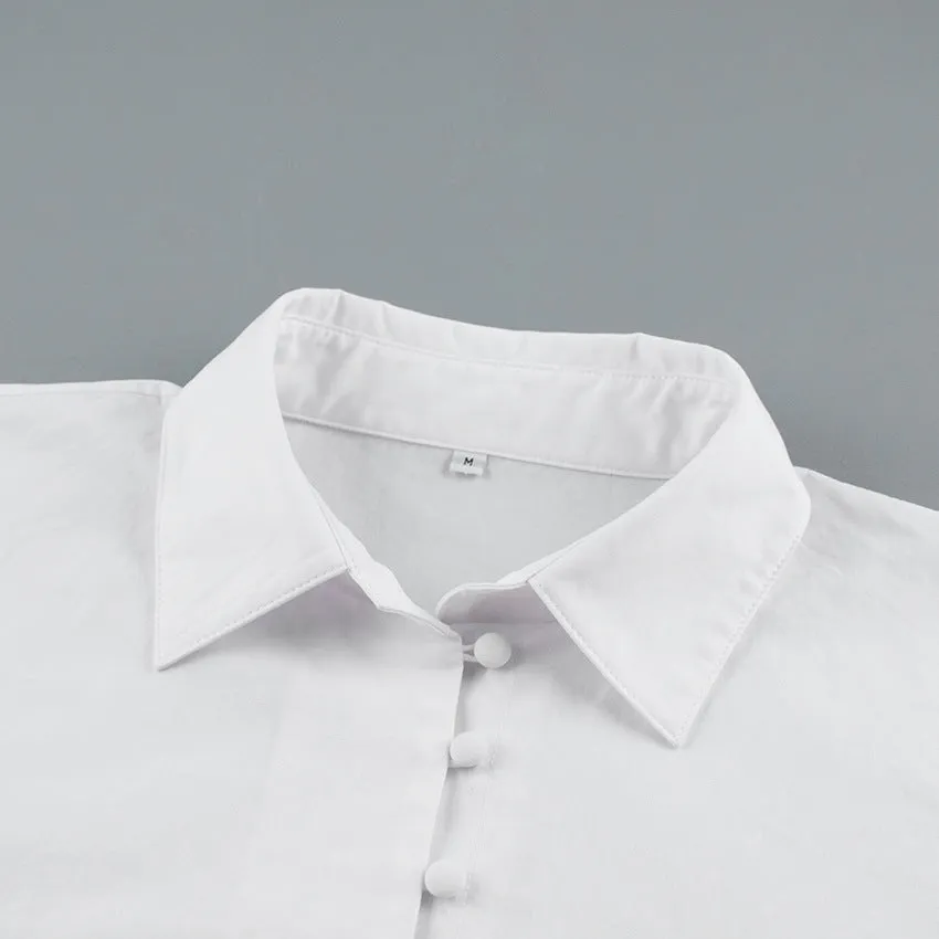 Pile Collar V-neck Single-breasted Flared Sleeve Shirts